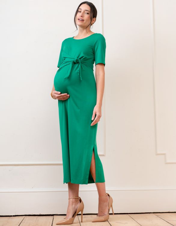 Image for Tie-Front Ponte Roma Jersey Maternity Dress 