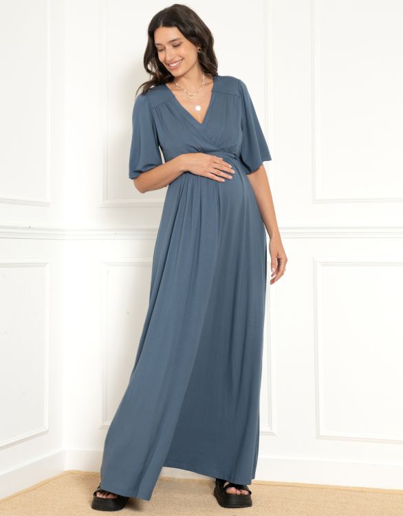 Image for Flounce Sleeve Maternity-To-Nursing Maxi Dress 