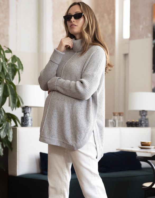Image for Grey Cotton Cape-Style Maternity Jumper
