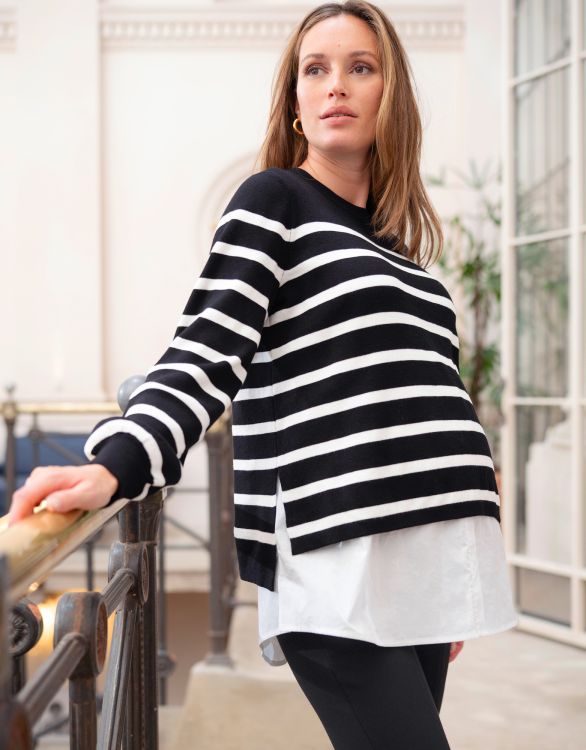 Image for Layered Striped Maternity & Nursing Jumper 