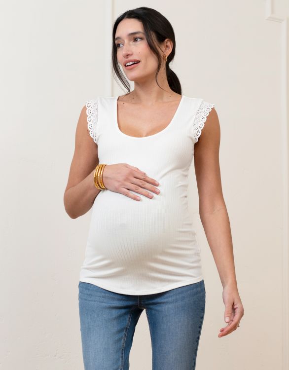 Image for Ribbed Scoop Neck Frill Tank Maternity Top