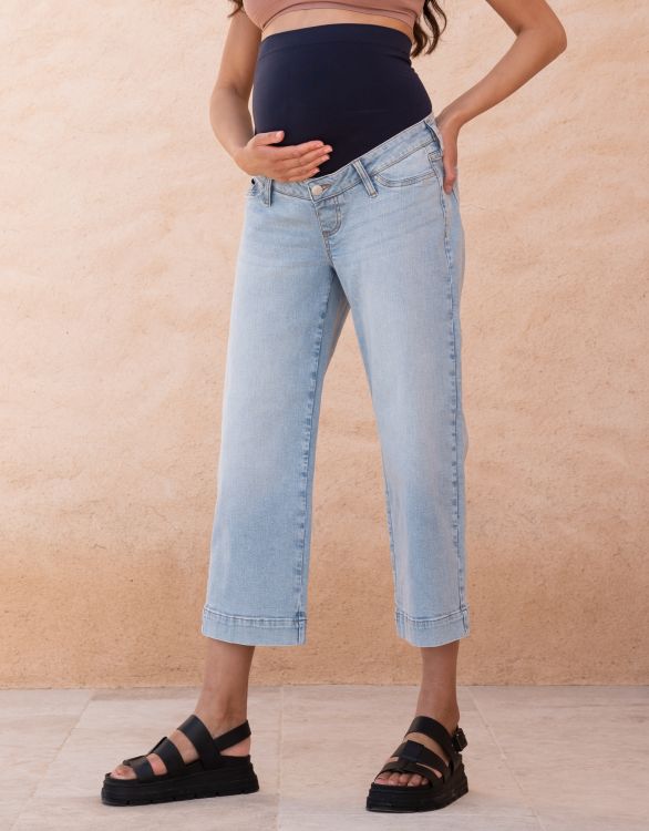 Image for Cropped Straight Wide-Leg Jeans