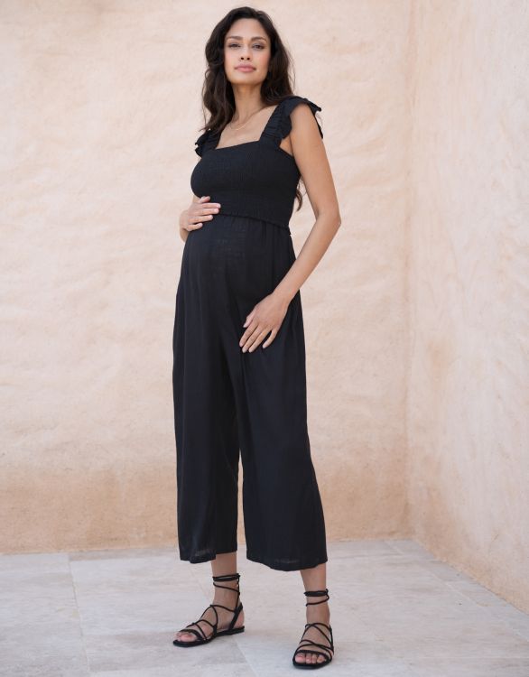 afbeelding voor Jumpsuit van linnenmix voor zwangerschap en borstvoeding