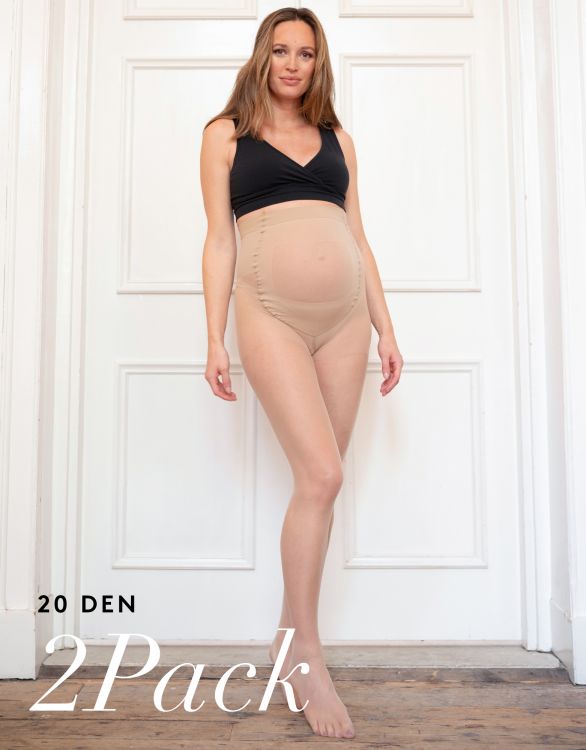 afbeelding voor 20 Denier Nude Maternity Tights – 2 Pack