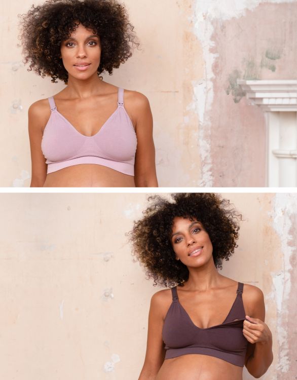Image for Bamboo Nursing Bras – Sepia & Mauve Taupe Twin Pack