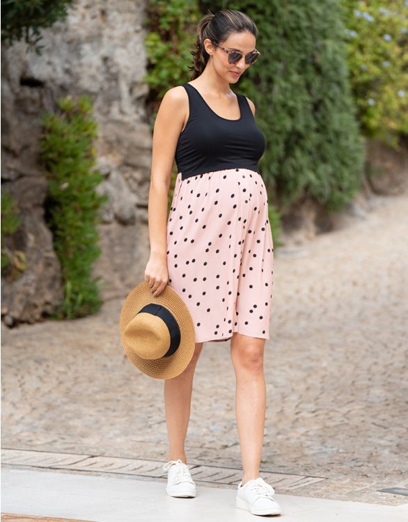 Image for Layered Sweater and Pink Spot Maternity Dress Set