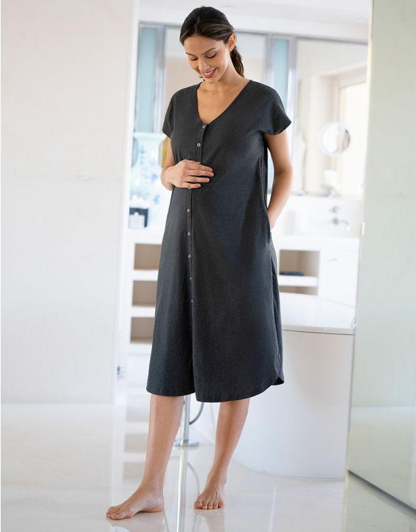 Image for Organic Cotton Midi Birthing Gown