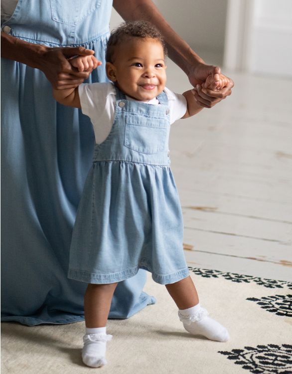 Image for Denim Pinafore Baby Dress – Blue