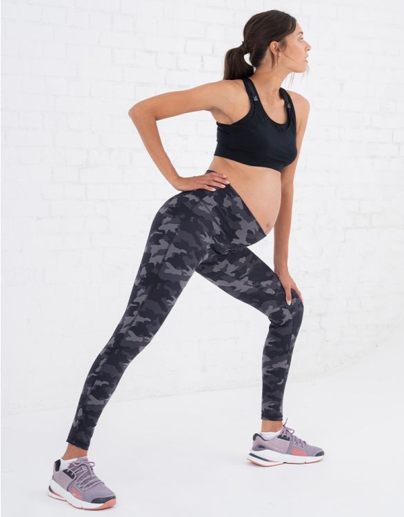 Image pour Legging grossesse 7/8 sport imprimé camouflage – Gris foncé