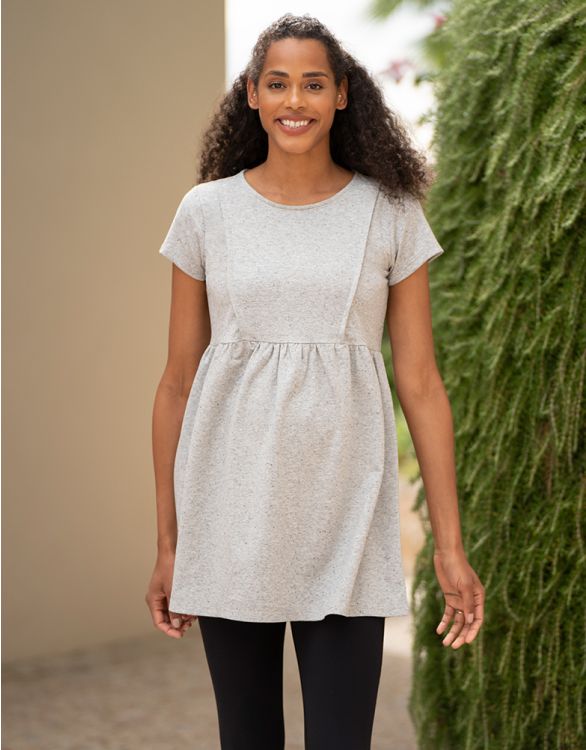 Image for Maternity to Nursing Tunic Top – Grey