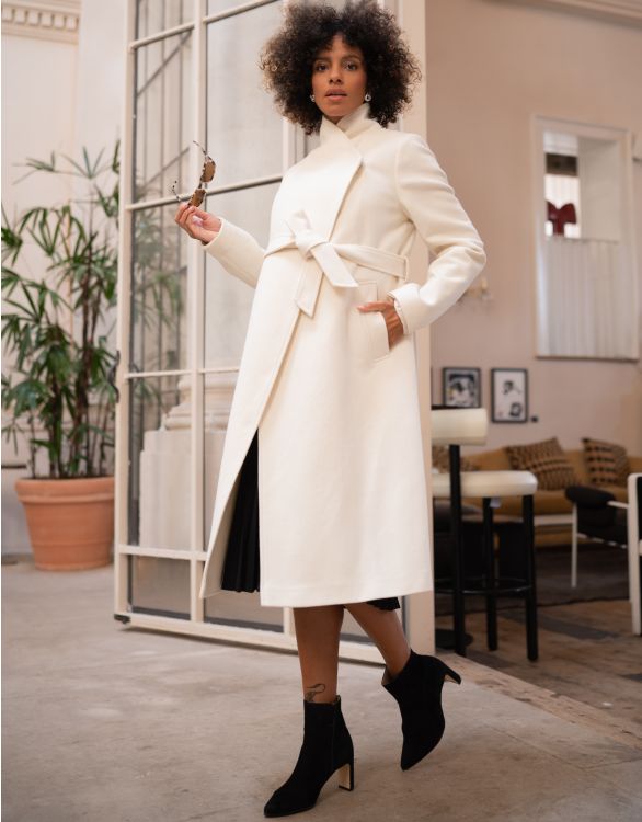 Image for Wool Blend Cream Wrap Maternity Coat