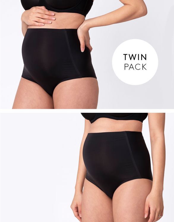 Image for Black No VPL Over Bump Maternity Briefs – Twin Pack