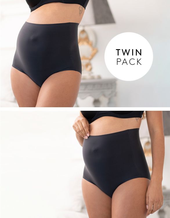 Image for Black No VPL Over Bump Maternity Panties – Twin Pack