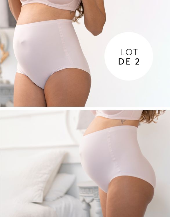 Image pour Lot de 2 culottes hautes grossesse sans-démarcation – Nude