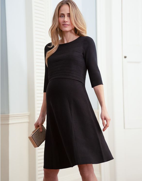Image for Stretch Knit Black Maternity & Nursing Dress 