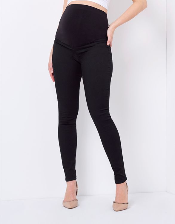 Petite Plus Size for Pregnancy Skinny Black Maternity Jeans Long Over Bump 