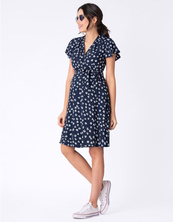 Navy Floral Wrap Maternity Dress | Seraphine