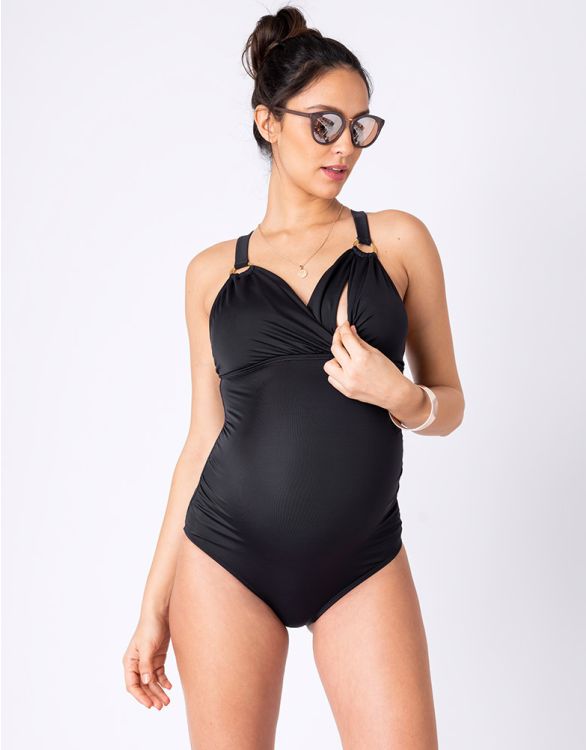 Black Maternity & Nursing Swimsuit