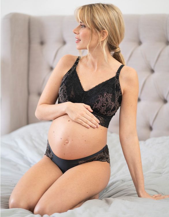 Black Lace Over Bump Maternity Briefs