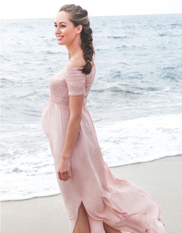 Image for Pink Off the Shoulder Maternity Maxi Dress