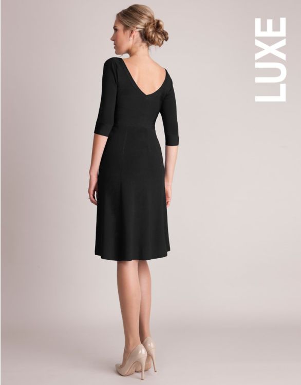 Luxe by Seraphine Maternity Black Flared Luxury Maternity Dress