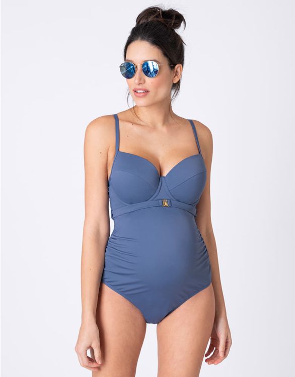 Slate Blue Supportive Maternity Swimming Costume