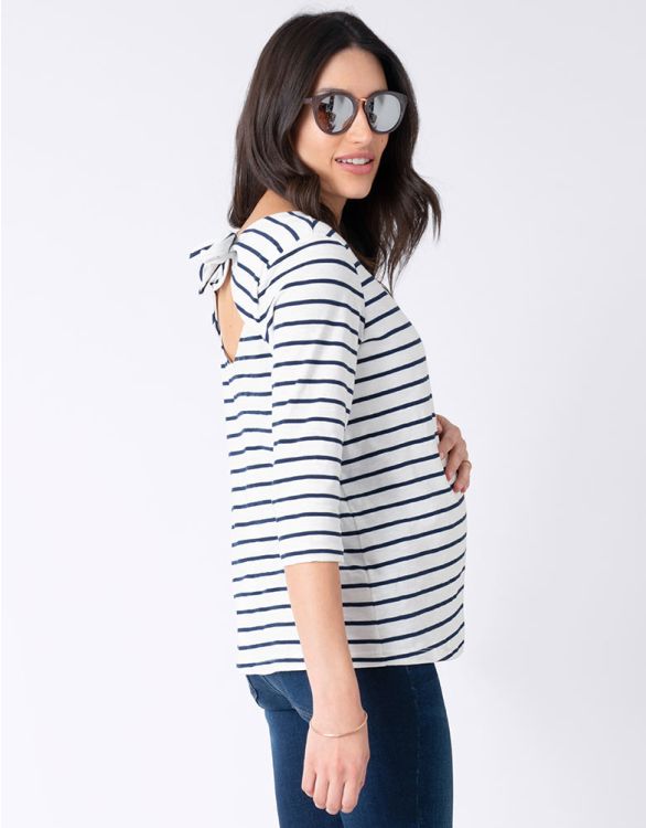 Striped Cap Sleeve Maternity & Nursing Dress