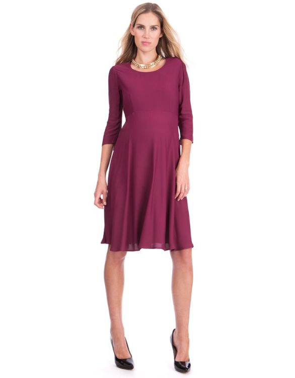 Berry Woven Maternity Swing Dress