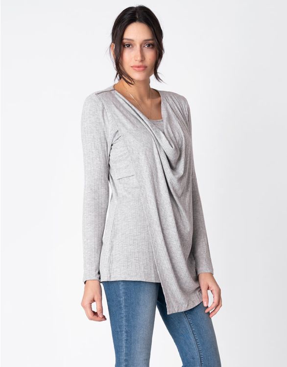 Grey Draped Maternity & Nursing Top | Seraphine