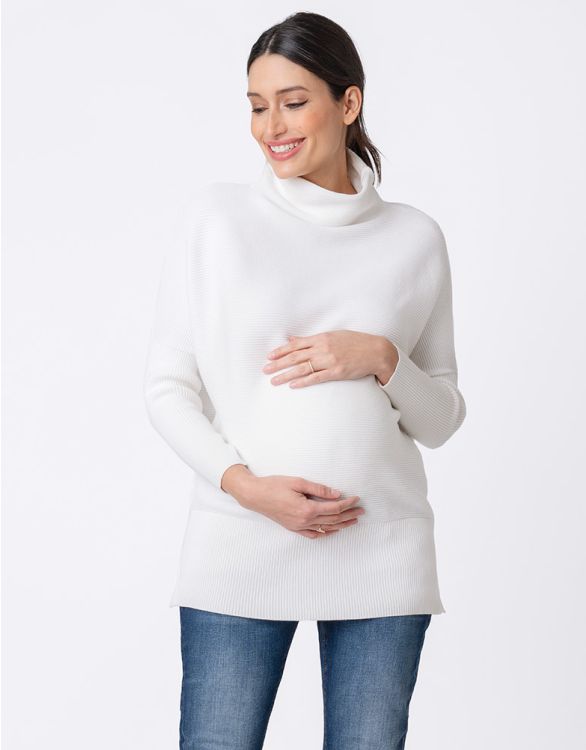 Image for White Cotton Maternity & Nursing Sweater