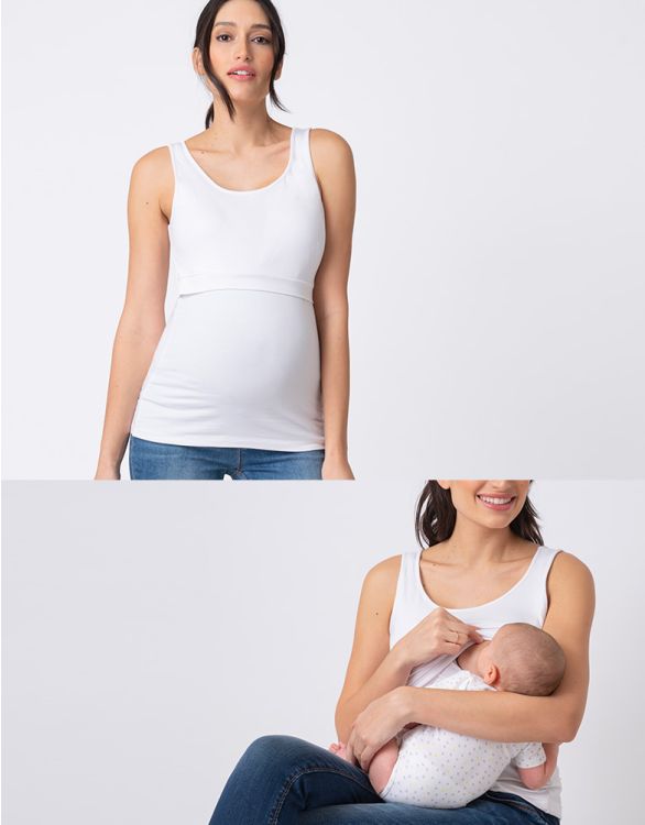 Image for White Maternity & Nursing Tank Top 