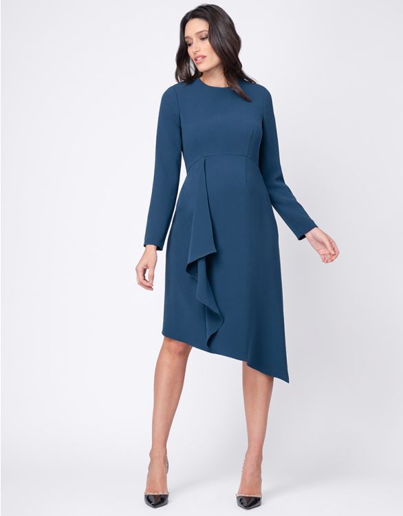 Image for  Premium Teal Asymmetric Maternity Dress