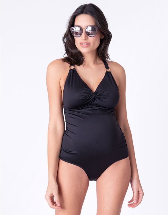Front Twist Black Maternity Swimsuit