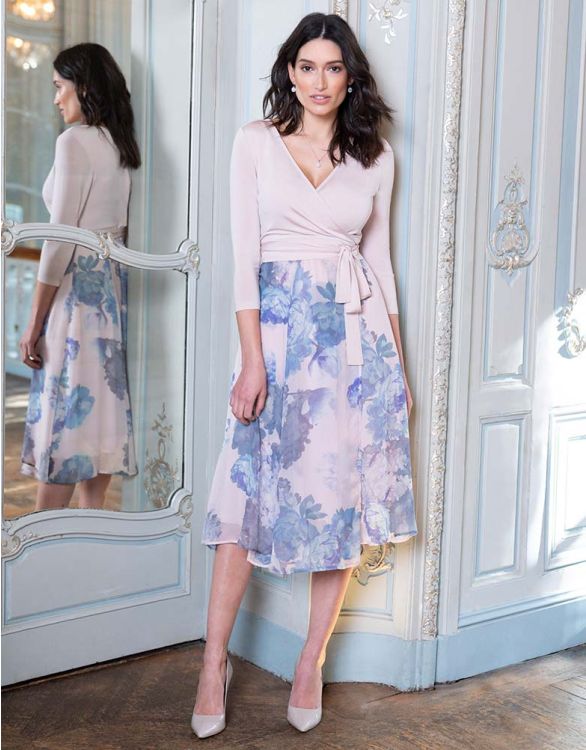 Pastel Floral Wrap Midi Maternity Dress | Seraphine
