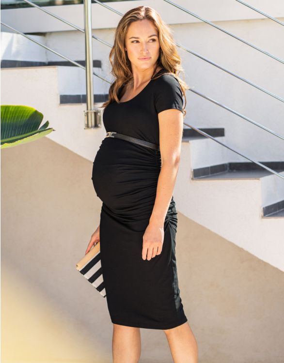 Image for Bodycon Midi Black Maternity Dress
