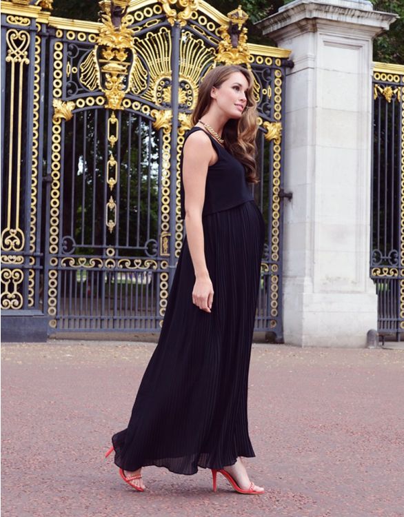 Black nursing maxi store dress