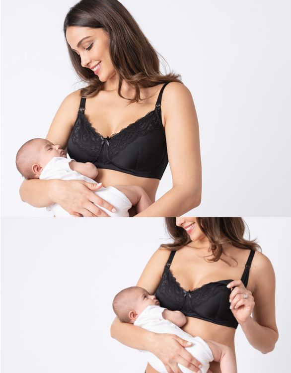 Image pour Soutien-gorge maternité et allaitement dentelle - Noir