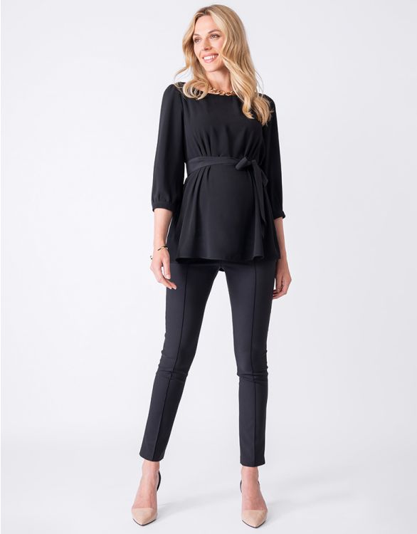 Belted Black Maternity Blouse