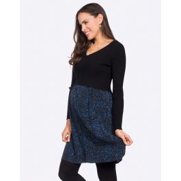 Black & Blue Knitted Top Maternity & Nursing Dress | Seraphine