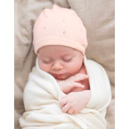 Mini coperta per neonato lavorata a maglia in cotone e cashmere bianco  avorio