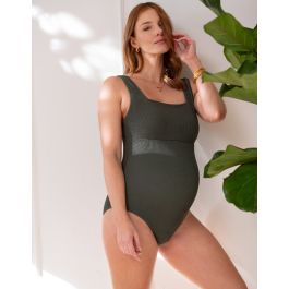 Striped Super-Stretch Maternity Swimsuit