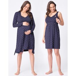 Pyjama 2 pièces grossesse et allaitement – Bleu marine