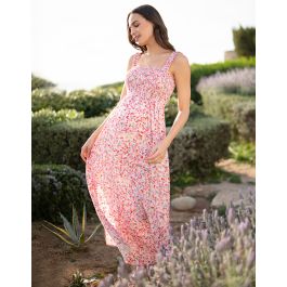 Summer Maternity Long Dresses Rayon Green Pregnancy Dress Zippers Gown  Floral