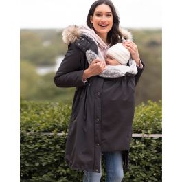 Maacie Maternity Thicken Fleece Lined Parka Jacket Coat 3 in 1 Belted Hooded Warm 