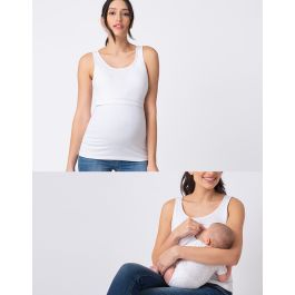 Brassière allaitement et grossesse de nuit Seraphine - coton bio Blanc