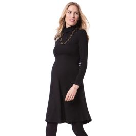 Vanessa Turtleneck Maternity Dress - Black