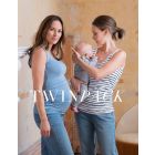 Two Pack Essential Maternity to Nursing Vest Tops in Blue & Stripe