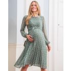 Sage Polka Dot Chiffon Maternity & Nursing Dress