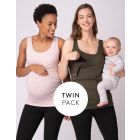 Maternity & Nursing Tops – Blush & Khaki Twin Pack