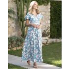 Bold Floral Maternity to breastfeeding Maxi Tea Dress